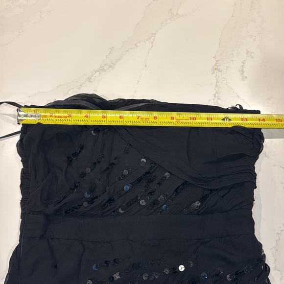 DVF Garvin Embellished Strapless Mini Dress | Black Sequin Silk | Size 2 - Picture 10 of 13